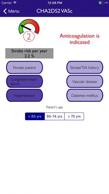 Calculate CHA2DS2 VASc to estimate stroke risk in patients suffering from AF
