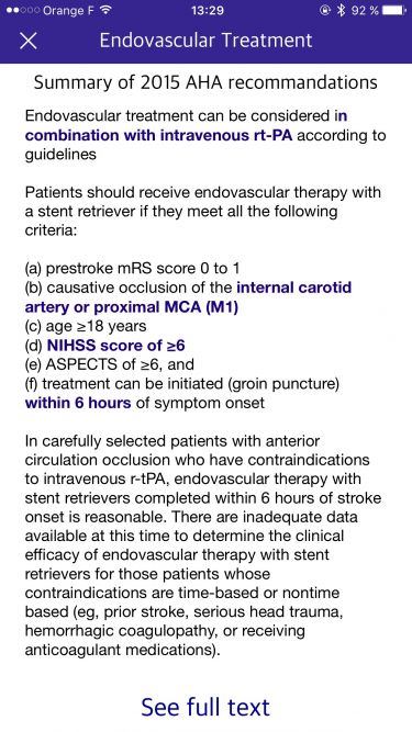 Select eligible patients for endovascular treatment